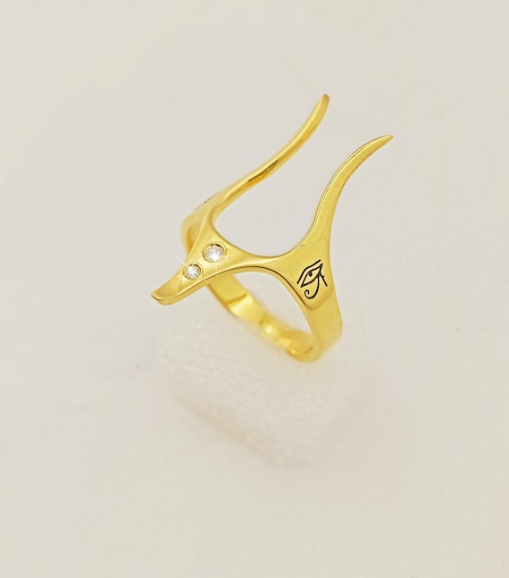 Anubis Ring Egyptian God Anubis Head Ancient Jewelry Mythological Accessory 925 Sterling Silver