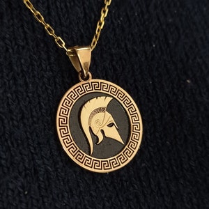 300 Spartan Helmet Necklace with Semi Precious Stone Chain | Spartan Warrior Pendant | Ancient Greek Pendant | Silver Greek Jewelry