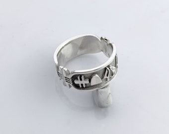 Egypt Hieroglyph Cartouche Band Ring Ancient Name Jewelry 925 Sterling Silver