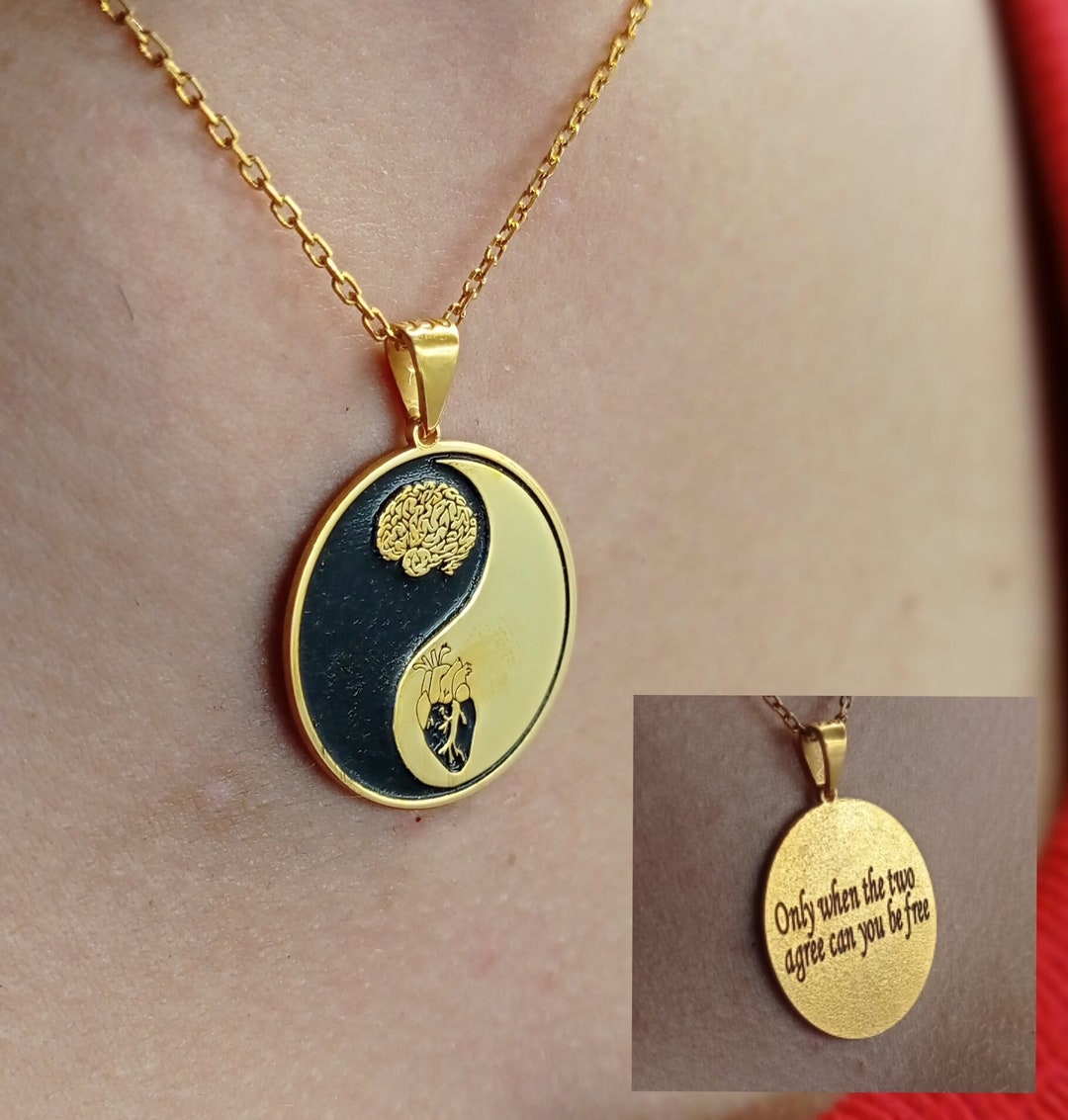 Custom Made Silver Yin Yang Necklace With Name Personalized Heart And 