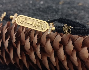 Silver Egyptian Cartouche Bracelet, Ancient Egyptian Jewelry, Personalized Cartouche Bracelet, Custom Made Silver Hieroglyphic Name Bracelet