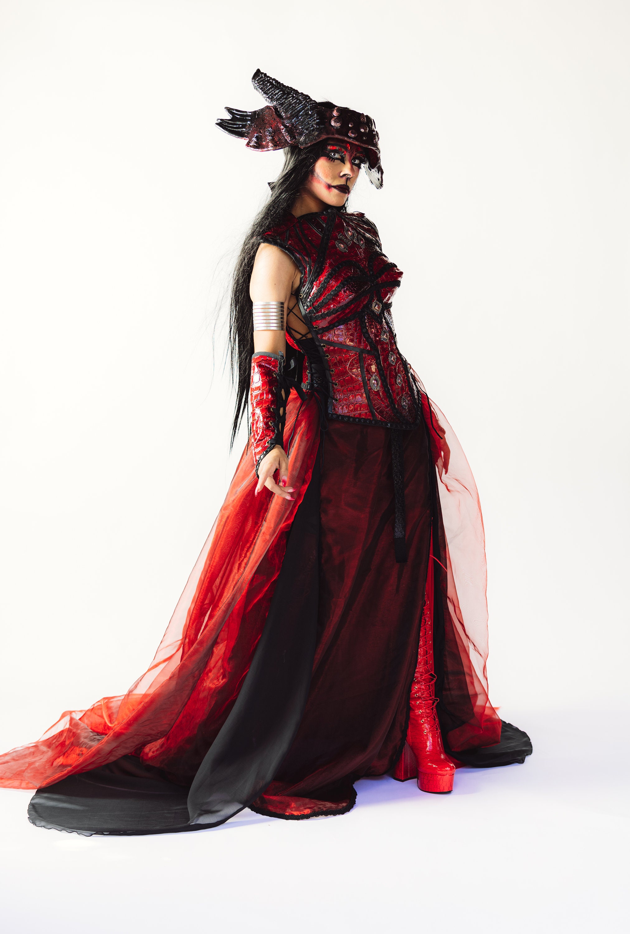 COMPLETE DRAGON QUEEN Warrior Costume Fantasy Cosplay dragon Horns Head