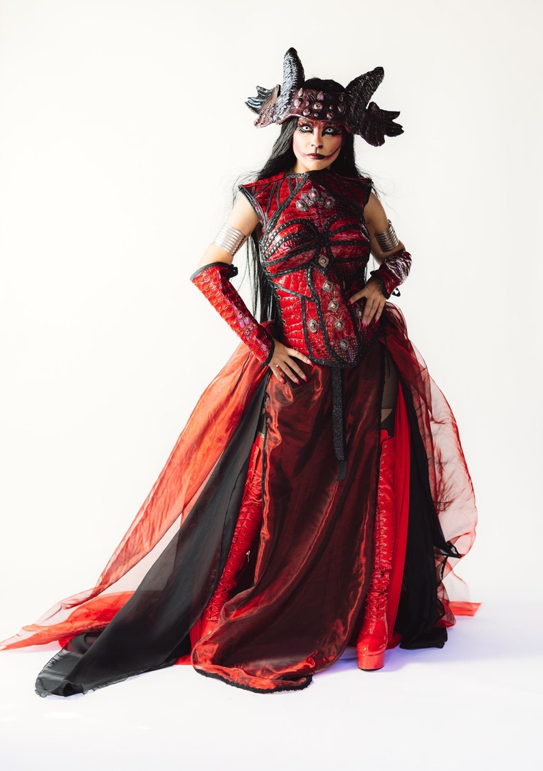 COMPLETE DRAGON QUEEN Warrior Costume Fantasy Cosplay dragon Horns Head