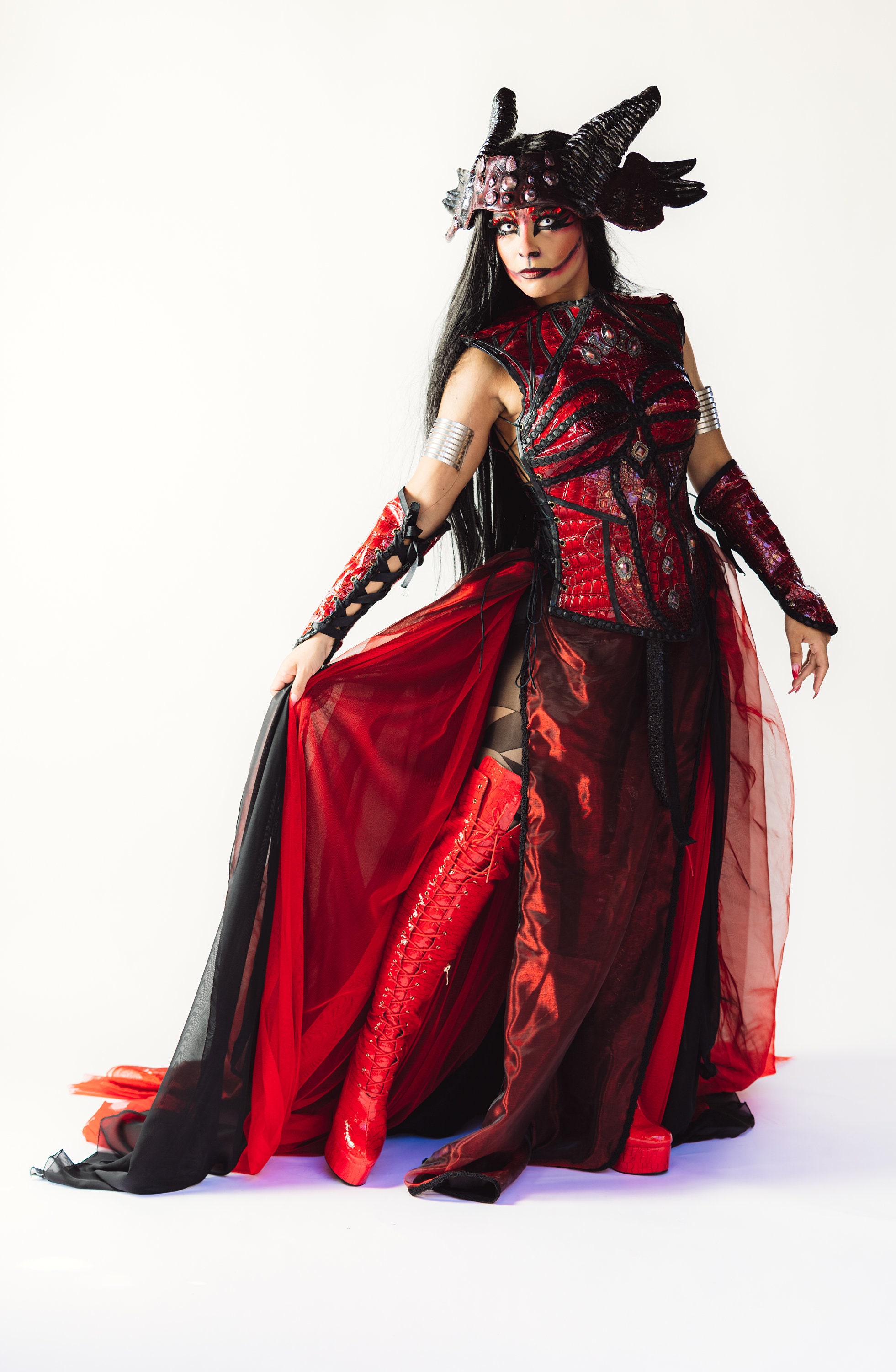 COMPLETE DRAGON QUEEN Warrior Costume Fantasy Cosplay dragon Horns Head