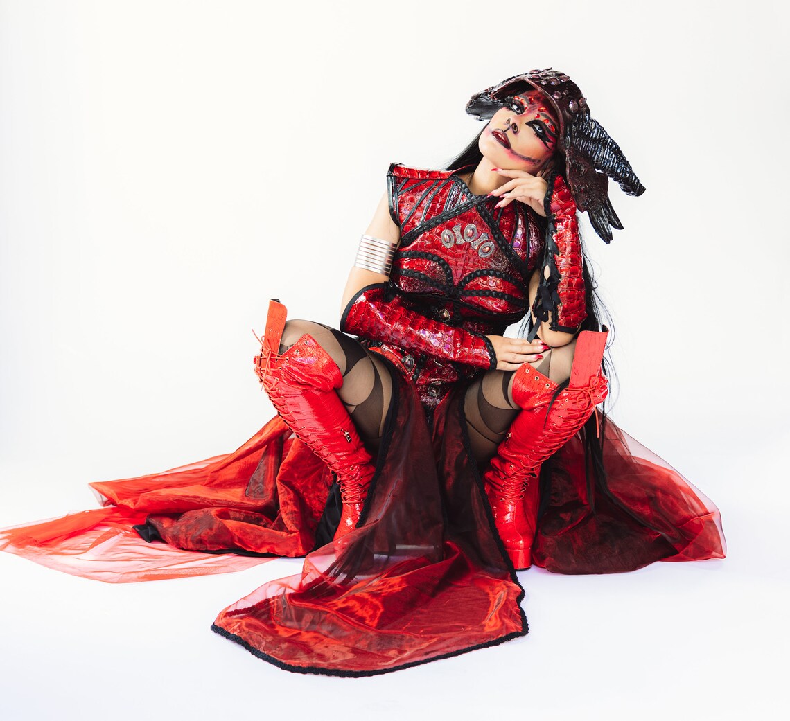 COMPLETE DRAGON QUEEN Warrior Costume Fantasy Cosplay dragon Horns Head