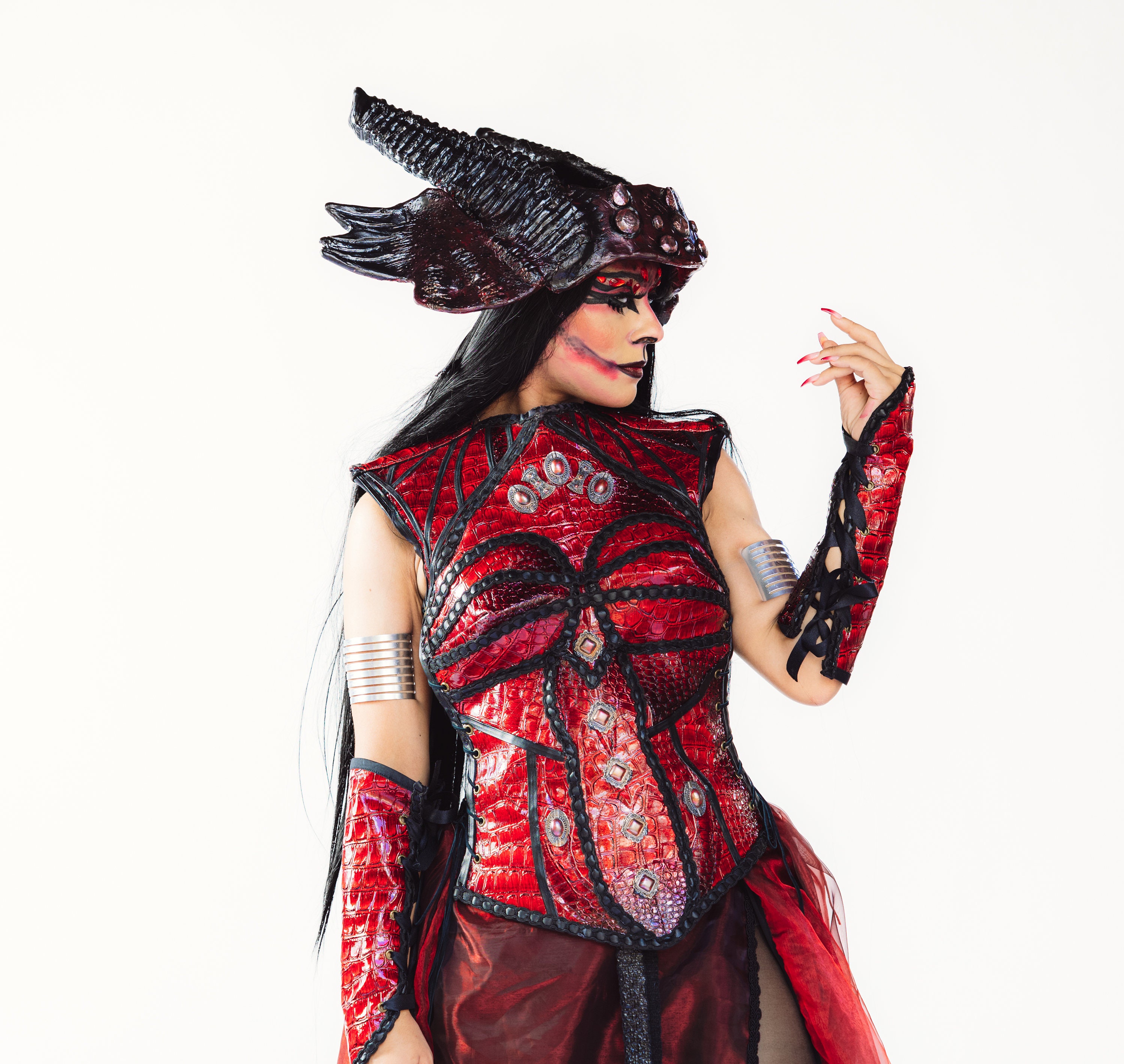 COMPLETE DRAGON QUEEN Warrior Costume Fantasy Cosplay dragon Horns Head