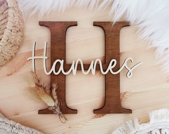 Namensschild - Türschild - Junge - Personaliesiert - Holz - Lasiert - Palisander - 20 cm groß