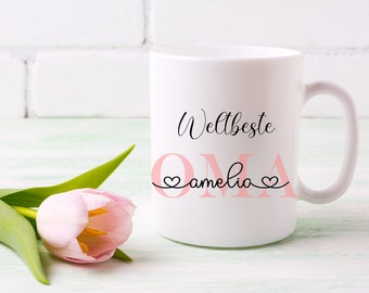 Tasse mit Name / Weltbeste Oma + Name / Familie / Großeltern / Geschenk persionalisiert 2.5