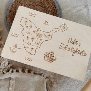 Schatztruhe Schatzkiste Piratenkiste mit Schatzkarte personalisiert mit Namen | Geschenk zum Geburtstag, Weihnachten, Nicolaus für Kinder