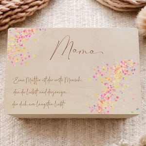 Personalisierte Erinnerungsbox Holzkiste mit Wunschtext | Dankeschön Geschenk | Muttertag Jubiläum Geburtstag für Erwachsene und Kinder