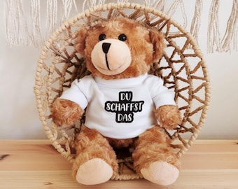 Teddy - Du schaffst das - Kuschelbär - Bär - mit T-Shirt - mit Text