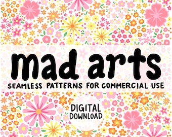Spring Flowers Seamless Digital File, Floral Girly Repeat Pattern, Commercial Use, Spring Patterns