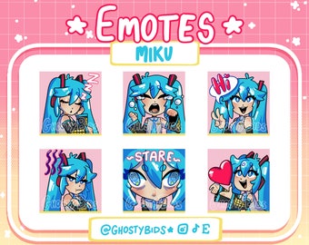 6 émoticônes Hatsune Miku | Flux Twitch, Discord, Youtube | Téléchargement instantané