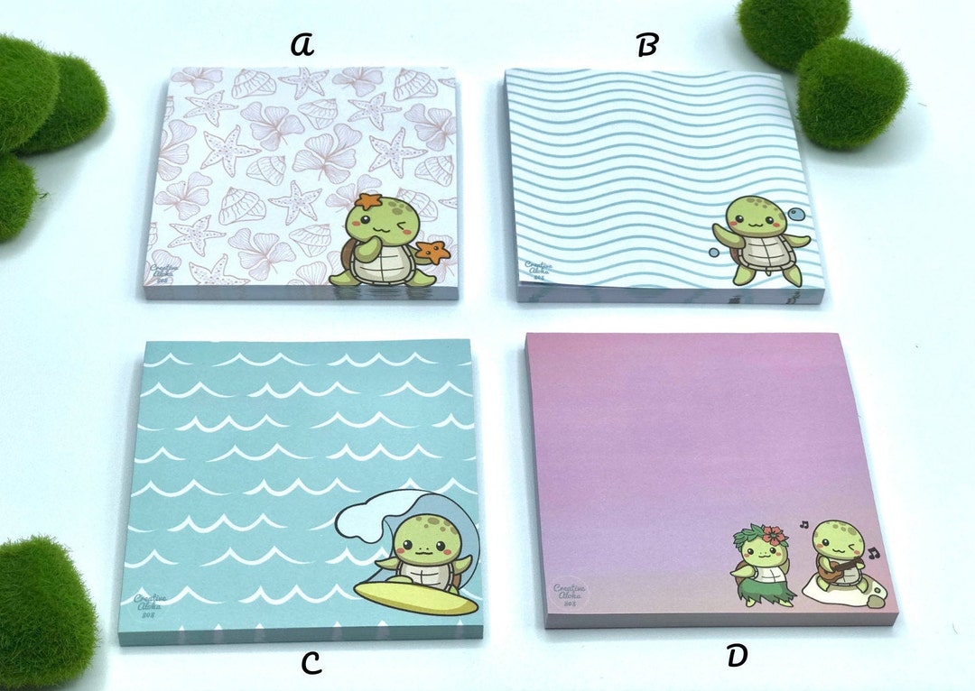 Turtle Sticky Notepad Kawaii Memo Sticker Planner Stationery Set in ...
