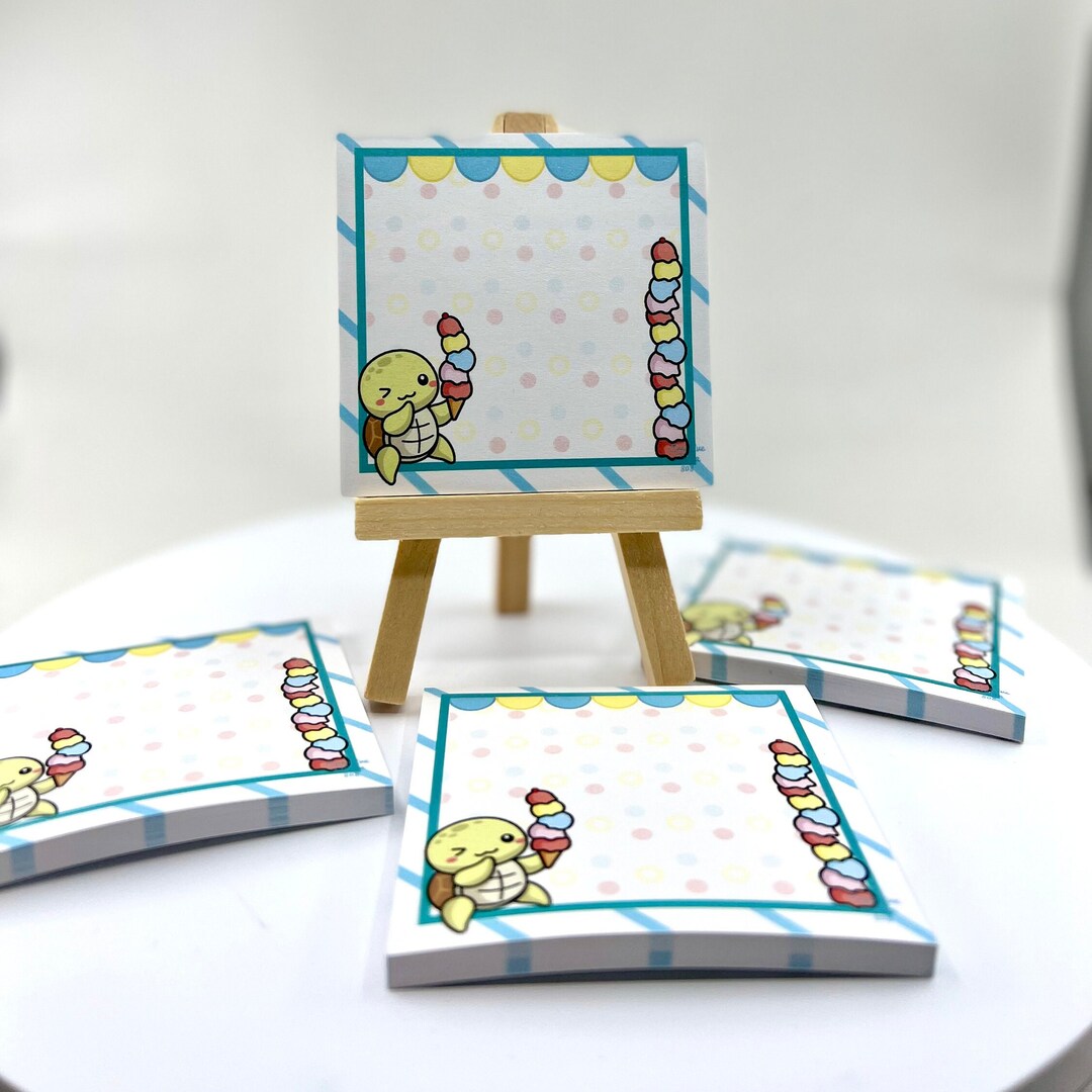 Ice Cream Day Sticky Note, Kawaii Turtles, Memo Pad, Cute Notes, Gift ...