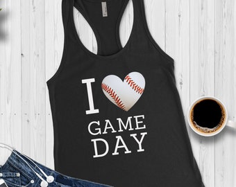 Baseball Heart Tank Top, Love Baseball Shirt, Baseball Game Tank, Baseball Top, Womens Baseball Tank, Ladies Racerback Tank, Game Day