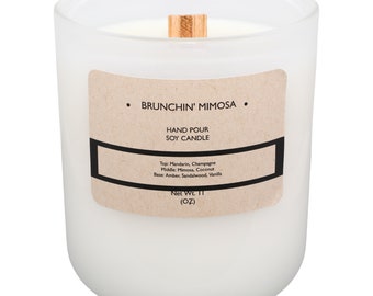 Brunchin Mimosa 11 oz Soy Candle, Uplifting Scented Container Candle, Cocktail Candle , Eco Friendly Jar Candle, Wooden Wick Candle