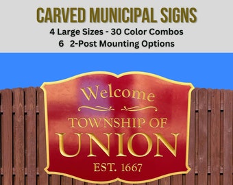 Custom Municipal Township Signs, Community Entrance Sign, Fire Department Signs, School Signage, Park Sign, Outdoor carved sign for business