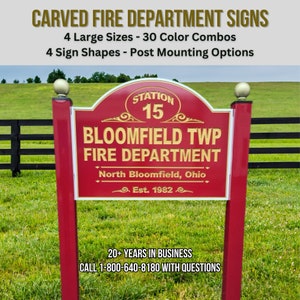 Custom Outdoor Fire Department Carved Sign, Durable PVC Sign, Fire Station Sign, Community Entrance Sign, Street Sign, Fire Brigade