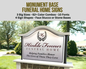 Funeral Home Entrance Sign - Monument Pedestal Base Sign Package Entrance Sign - Business Welcome Sign - Funeral Parlor Monument Base