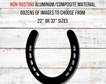 Horse Metal Art, Equine Silhouette Cutouts,  Black Aluminum Horse Shoe, Farm Decor,  Equine Art,  Non Rusting aluminum composite material