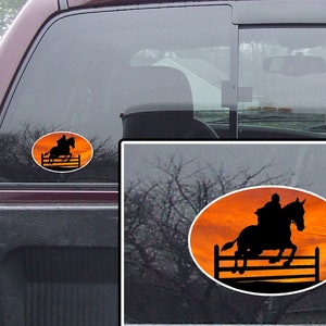 Horse Jumping Car Window Decal, Decals for Trucks Cars or Trailers,  Equine Truck Decal, Indoor/Outdoor use, 4&quot;x6&quot;,  UV Printed