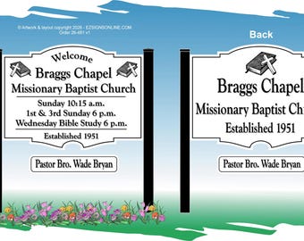 Grand size 2-sided sign w/6ft black post system