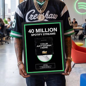 PREMIO STREAMING MUSICALE, Disco in vinile personalizzato, Premio, Targa in vinile, Premio per il successo nello streaming per musicisti e podcast. Qualsiasi numero di streaming.
