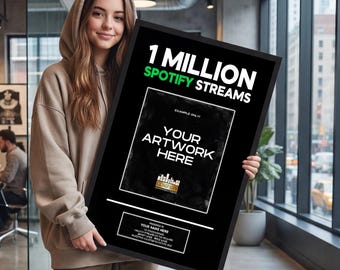 MUSIC AWARD, Custom Display for Artists, Music Award, Vinyl Record Plaque, Streaming Success Award For Spotify Any # Streams For Musician
