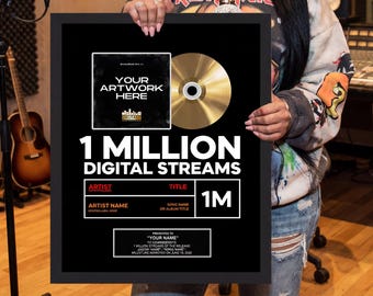 SPOTIFY STREAMING AWARD plaque - Custom .jpg file in 30 x 40 cm, digital service, Streaming Award For Musicians & Podcasts Any # Of Streams #1