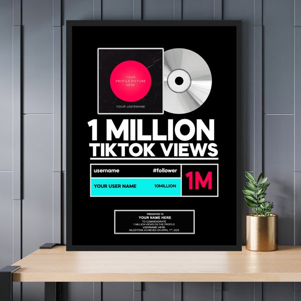 TikTok STREAMING AWARD, Custom CD Plaque, Record Award, Streaming Success Award For Influencer, Creator, Social Media - Any # Of Streams