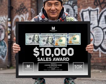 Personalized Corporate Award - Company Sales or Profit - Gift for Employee, Agency, Sales Record, Customized to your stats and numbers