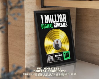 MUSIC STREAMING AWARD, Custom Vinyl Record, Award, Vinyl Record Plaque, Streaming Success Award For Musicians & Podcasts Any # Of Streams #9