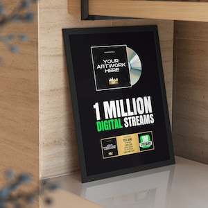 MUSIC STREAMING AWARD, Custom Vinyl Record, Award, Vinyl Record Plaque, Streaming Success Award For Musicians & Podcasts Any # Streams