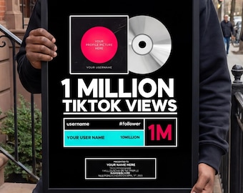 TikTok Streaming Award Plaque | Custom Creator Achievement Poster | Personalized Social Media Award | Digital Download