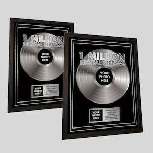 MUSIC STREAMING AWARD, Custom Vinyl Record, Award, Vinyl Record Plaque, Streaming Success Award For Musicians & Podcasts Any # Of Streams