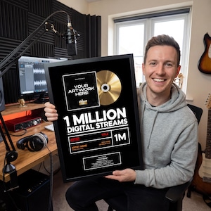 MUSIC STREAMING Award, Custom Golden CD Award, Spotify Record Plaque, Streaming Success For Musicians & Podcasts - Digital Product!