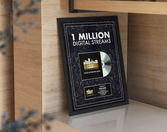 MUSIC AWARD Plaque, Record Award, Custom Record Plaque, Personalized Award, Custom Award For Social Media Milestone
