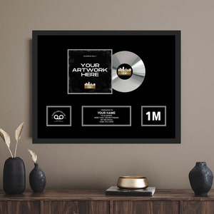 MUSIC STREAMING AWARD, Custom Vinyl Record, Award, Vinyl Record Plaque, Streaming Success Award For Musicians & Podcasts Any # Of Streams