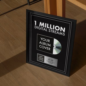 Personalized Award for Streaming Views Success, Online Streams, Milestone, Producer, Artists, Streams A3 (30 x 40 cm) Print + Real CD