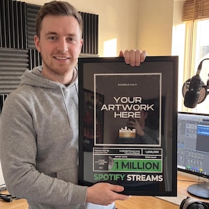 SPOTIFY STREAMING AWARD Design .jpg per il successo nello streaming, targa per musicista, numeri di streaming per musicisti e podcast Qualsiasi numero di streaming