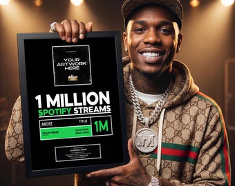 Custom Spotify Streaming Award | Personalized Music Plaque | Artist Streaming Milestone Poster | Digital Download