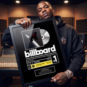 BILLBOARD STREAMING AWARD-ontwerp in 30 x 40 cm, digitale ontwerpservice, plaquette, streaming award voor muzikanten en podcasts Elk aantal streams #1