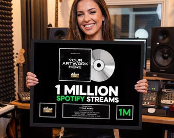 Custom Spotify Award Plaque Trophy Design: Ready to print file for YouTubers, Musicians, Artists, Streamers - Print & Frame yourself