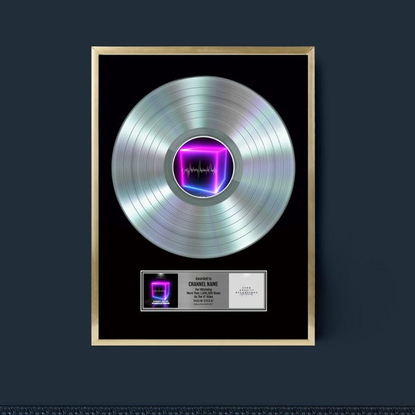 MUSIC STREAMING AWARD, Disque vinyle personnalisé, Prix, Plaque de disque vinyle, Prix du succès en streaming pour les musiciens et podcasts n’importe quel nombre de flux