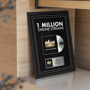 MUSIC STREAMING AWARD, Custom Vinyl Record, Award, Vinyl Record Plaque, Streaming Success Award For Musicians & Podcasts Any # Of Streams