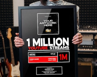 YouTube Streaming Award Plaque | Custom YouTube Creator Award | Personalized Channel Milestone Poster | Digital Download