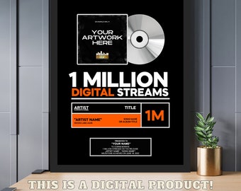 MUSIC STREAMING AWARD, Custom Vinyl Record, Award, Vinyl Record Plaque, Streaming Success Award For Musicians & Podcasts Any # Of Streams #2