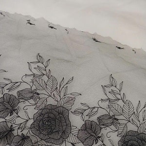 Black flower Embroidery Lace soft non stretch lace for bramaking/ lace bra making/lace lingerie/ bra lace/lingerie lace/lingerie supplies