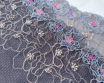Embroidery Black Lace soft stretch lace for bramaking/ lace bra making/lace lingerie/ bra lace/ lingrie lace/ bralette supplies